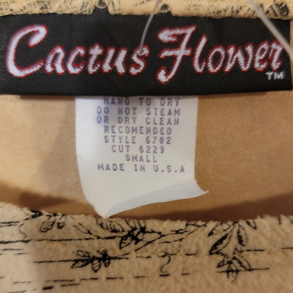 Size S-Vintage Cactus Flower "Coastal Fun" Tank Top - Picture 4 of 6